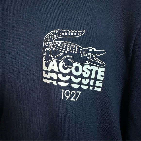 Lacoste Mens 3XL FR 8 Navy Blue Croc Logo 1927 Hoodie Sweatshirt Pullover NWT - Picture 3 of 11